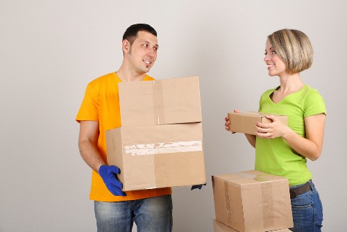 Professional office relocation logistics in South Kensington on a busy London street